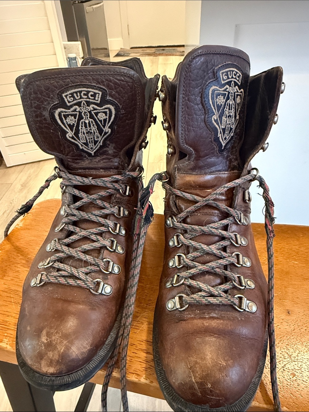 Gucci Brown Leather Lace-Up Men's Designer Hiking Boots